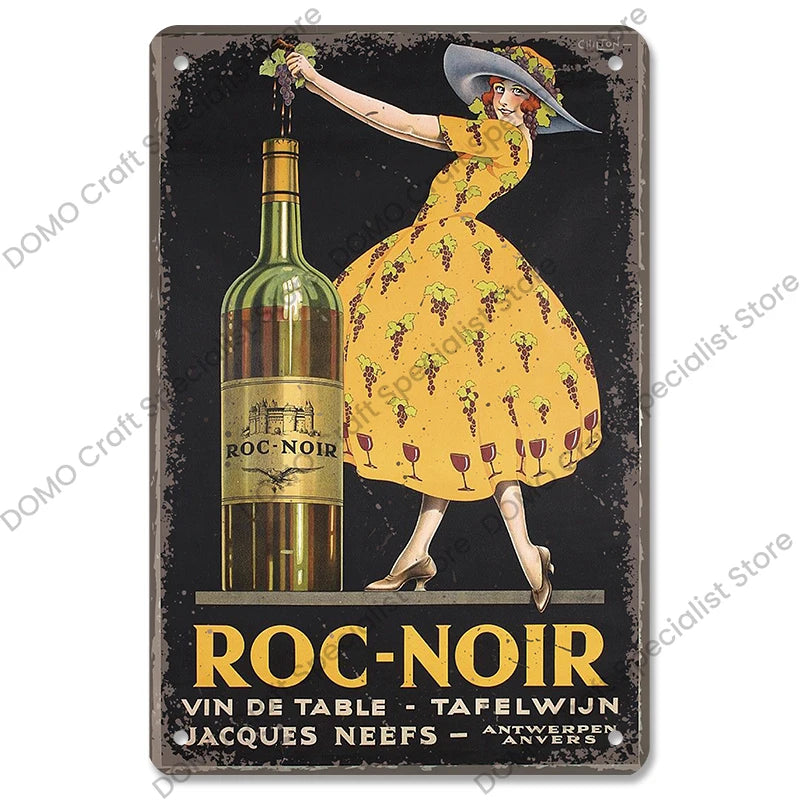 Poster in Metallo Vintage Vino Rosso – Decorazione Murale per Bar e Casa