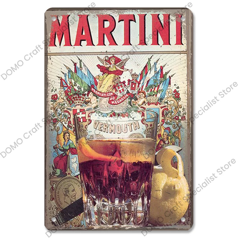 Poster in Metallo Vintage Vino Rosso – Decorazione Murale per Bar e Casa