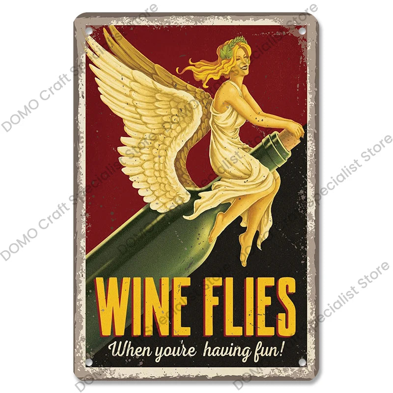 Poster in Metallo Vintage Vino Rosso – Decorazione Murale per Bar e Casa
