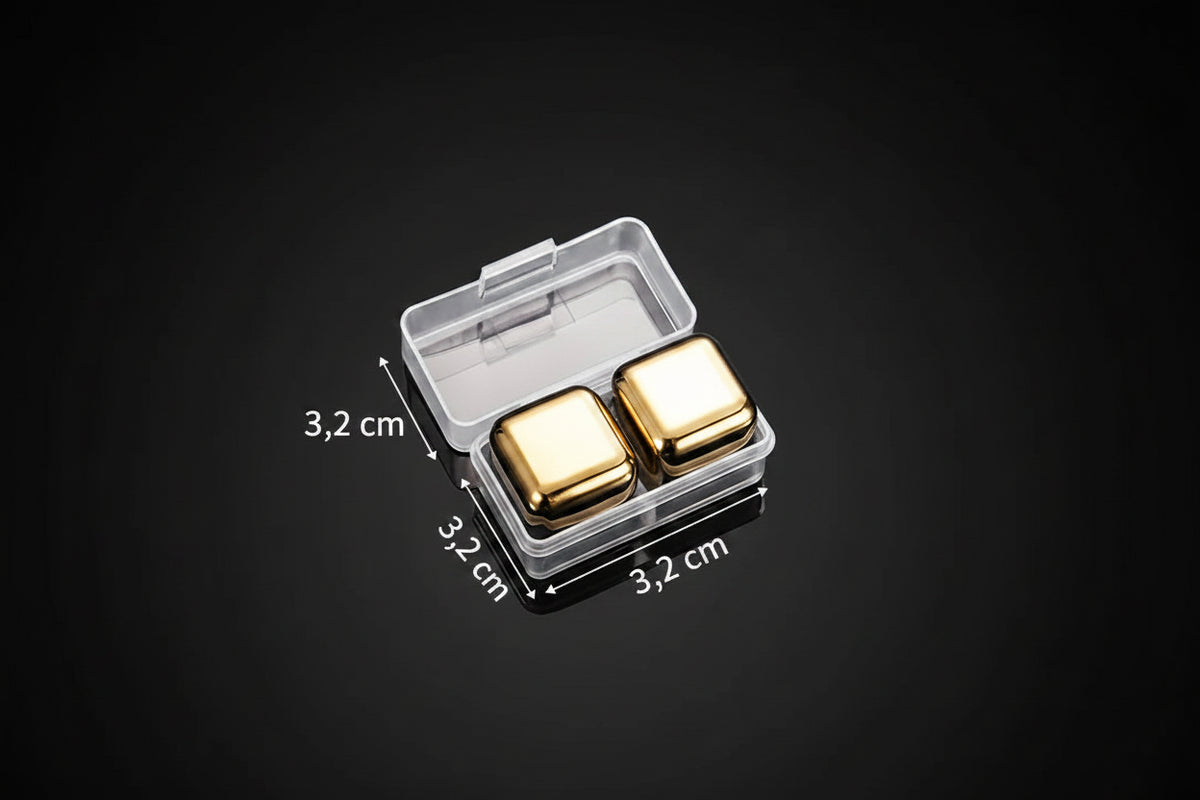 Cubetti di Ghiaccio Riutilizzabili in Acciaio Inox 304 – Set con Scatola | Stivale DiVino