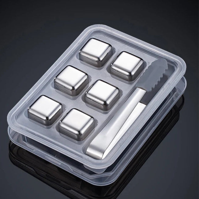 Cubetti di Ghiaccio Riutilizzabili in Acciaio Inox 304 – Set con Scatola | Stivale DiVino