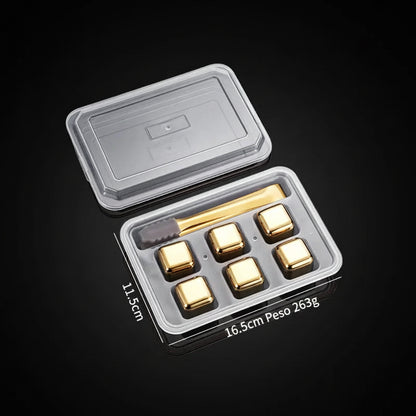 Cubetti di Ghiaccio Riutilizzabili in Acciaio Inox 304 – Set con Scatola | Stivale DiVino
