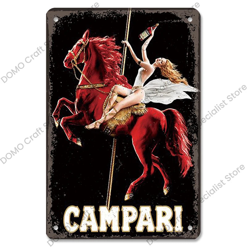 Poster in Metallo Vintage Vino Rosso – Decorazione Murale per Bar e Casa