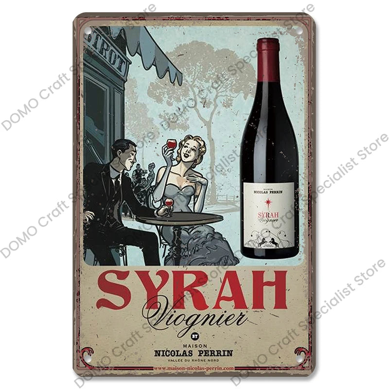 Poster in Metallo Vintage Vino Rosso – Decorazione Murale per Bar e Casa
