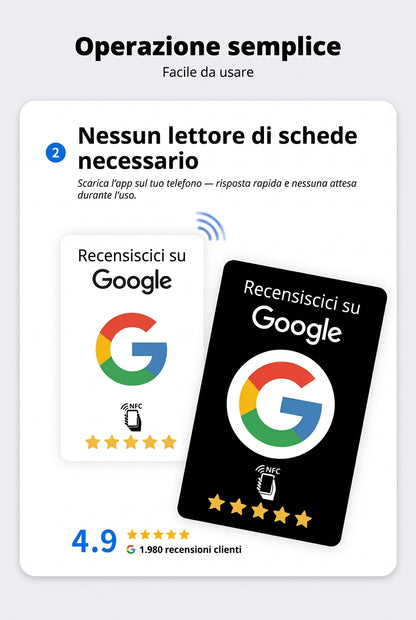 Card NFC NTAG215 programmabile per recensioni Google