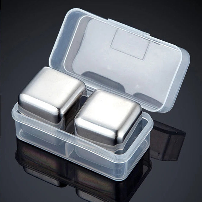 Cubetti di Ghiaccio Riutilizzabili in Acciaio Inox 304 – Set con Scatola | Stivale DiVino