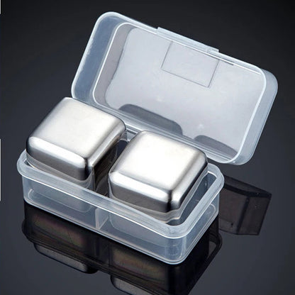 Cubetti di Ghiaccio Riutilizzabili in Acciaio Inox 304 – Set con Scatola | Stivale DiVino