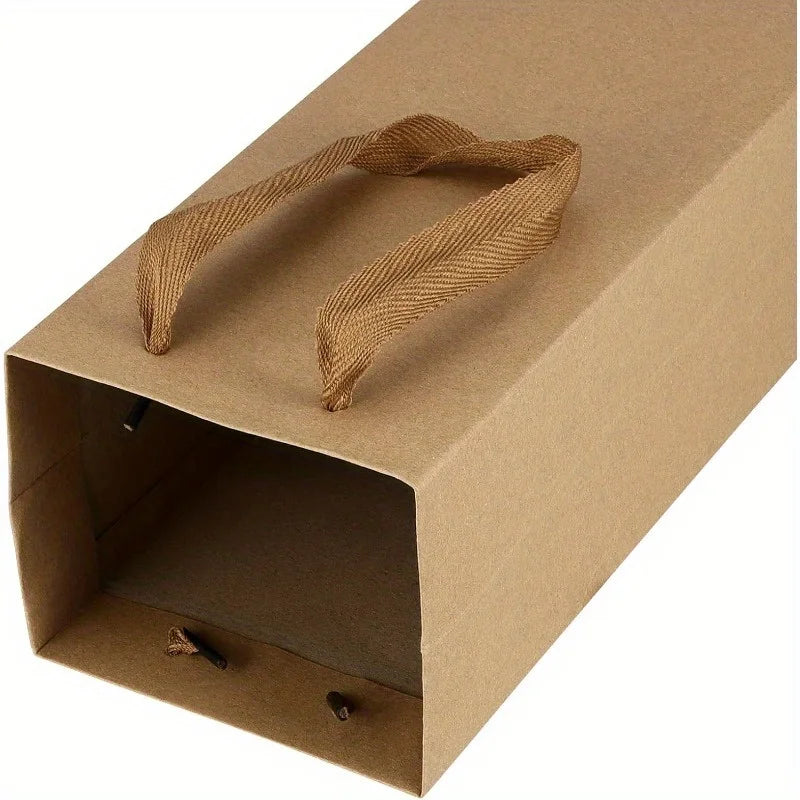 Shopper Regalo Vino in Carta Kraft con Cordino | Base Rinforzata – Matrimoni, Feste, Champagne, Whisky