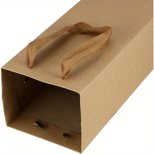 Shopper Regalo Vino in Carta Kraft con Cordino | Base Rinforzata – Matrimoni, Feste, Champagne, Whisky