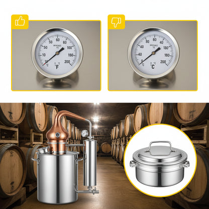 Distillatore per Alcolici in Acciaio Inox – 12L, 20L, 30L, 50L | Alambicco Artigianale per Whisky, Brandy e Vodka