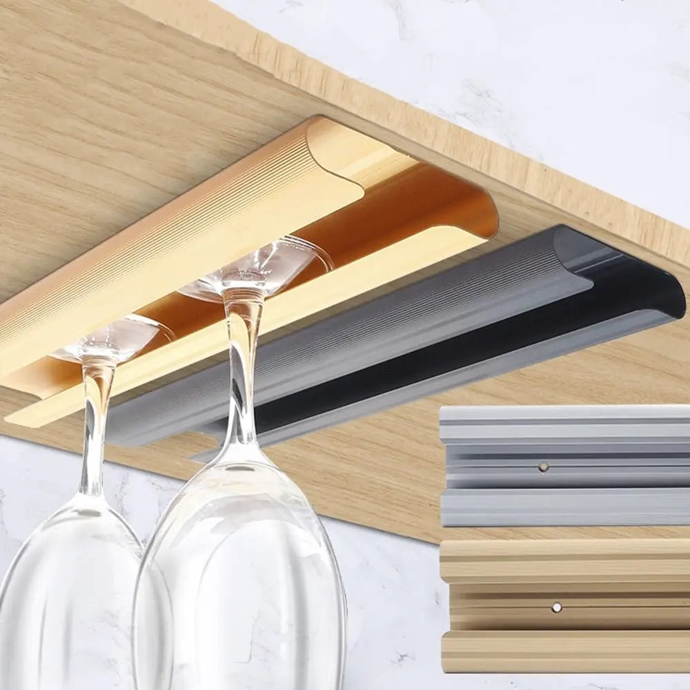 Porta Calici da Vino a Soffitto in Alluminio — Supporto Bicchieri Rovesciati per Cucina e Cantina