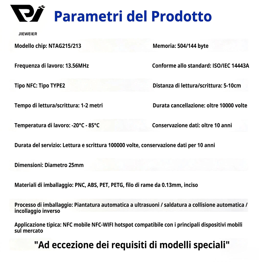 Card NFC NTAG215 programmabile per recensioni Google