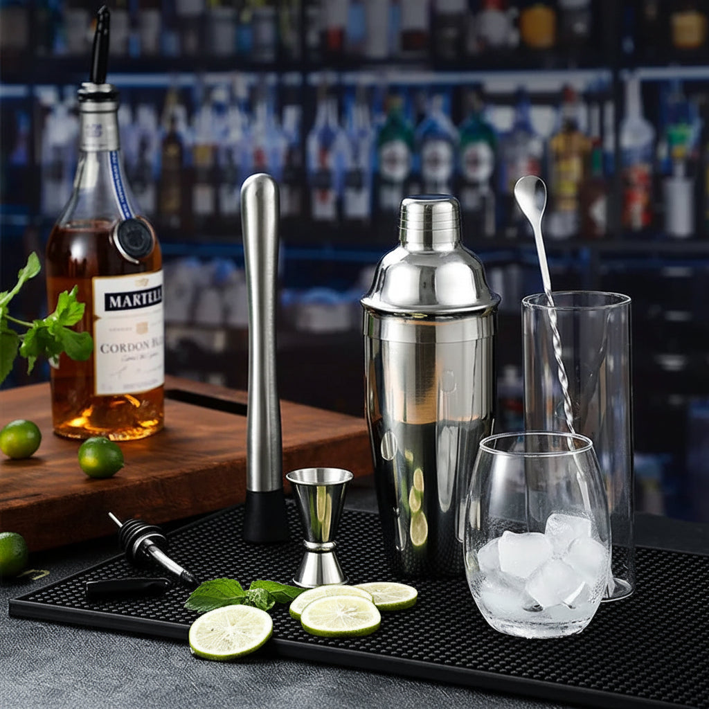 Set Shaker per Cocktail in Acciaio Inossidabile – Kit da Barman 6/7/10 Pezzi con Borsa
