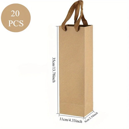 Shopper Regalo Vino in Carta Kraft con Cordino | Base Rinforzata – Matrimoni, Feste, Champagne, Whisky