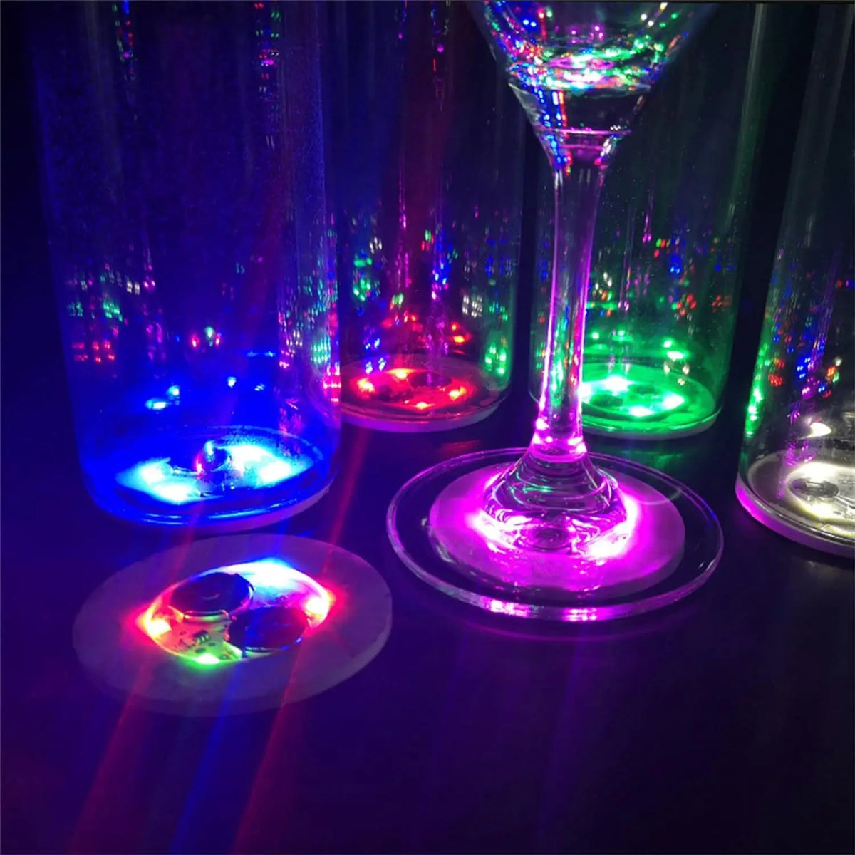 Sottobicchieri LED Luminosi per Cocktail – 3 Modalità, Batteria Inclusa, per Bar e Party