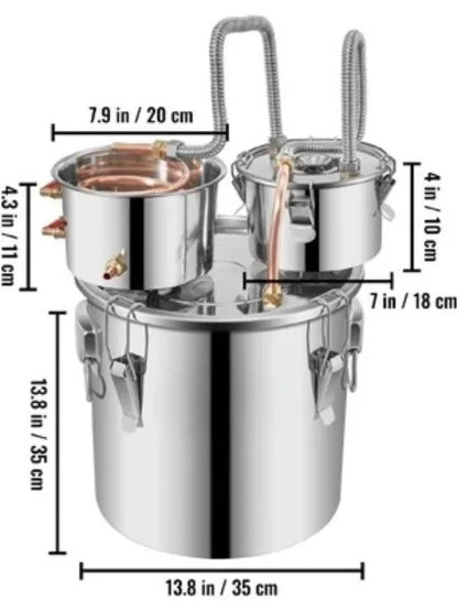 Distillatore in Acciaio Inox per Alcolici – 12L, 20L, 30L, 50L | Alambicco Professionale per Whisky, Brandy e Distillati