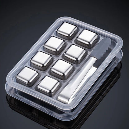 Cubetti di Ghiaccio Riutilizzabili in Acciaio Inox 304 – Set con Scatola | Stivale DiVino