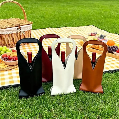 Stabile Geschenkbeutel für Flaschen — Vintage-Umhängetasche aus Kunstleder für Wein