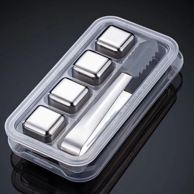 Cubetti di Ghiaccio Riutilizzabili in Acciaio Inox 304 – Set con Scatola | Stivale DiVino