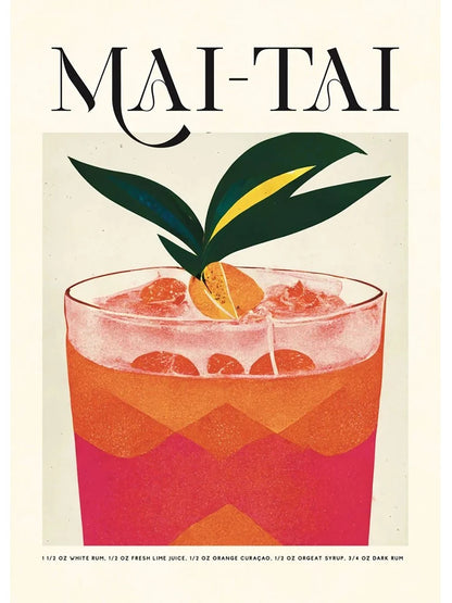 Poster Cocktail Bar — Stampa su Tela | Mojito, Aperol Spritz, Negroni, Sangria