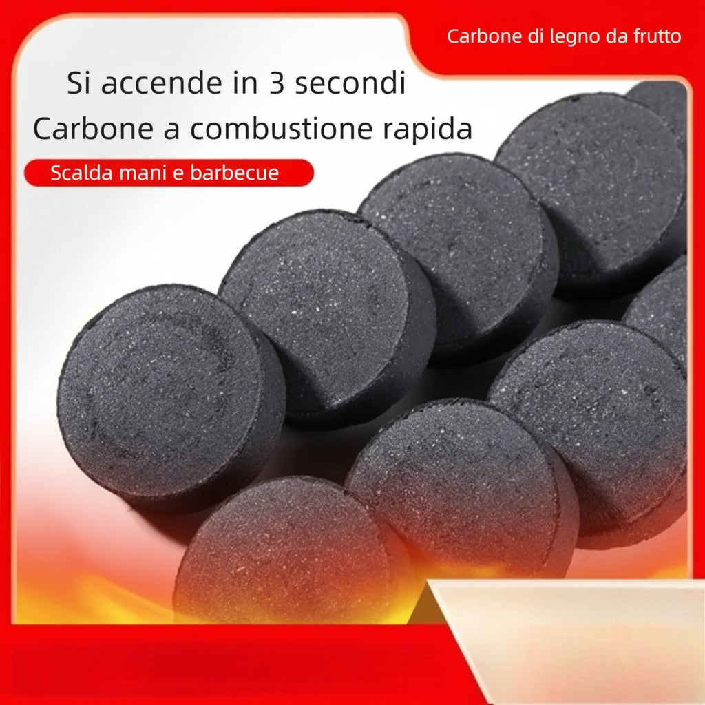 Carbonella alla Frutta per Narghilè – Combustione Rapida, 25 Pezzi (33mm)