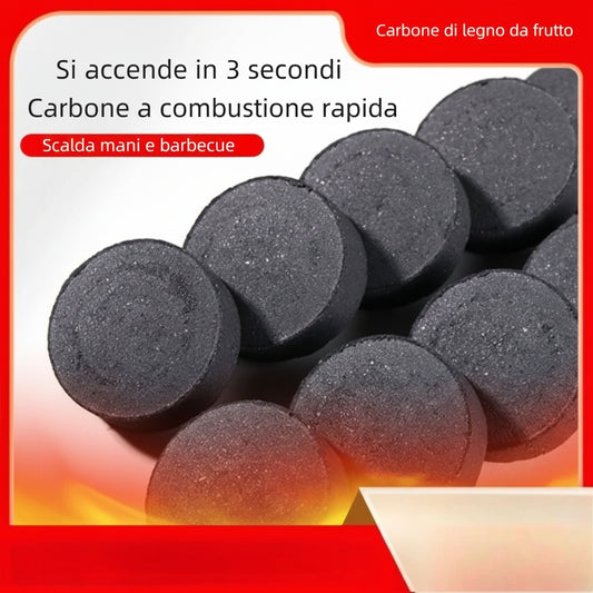 Carbonella alla Frutta per Narghilè – Combustione Rapida, 25 Pezzi (33mm)