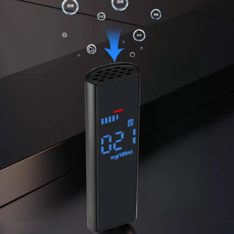 Wiederaufladbarer elektronischer Alkoholtester mit LCD-Display — CE-zertifiziert, Batterien inklusive