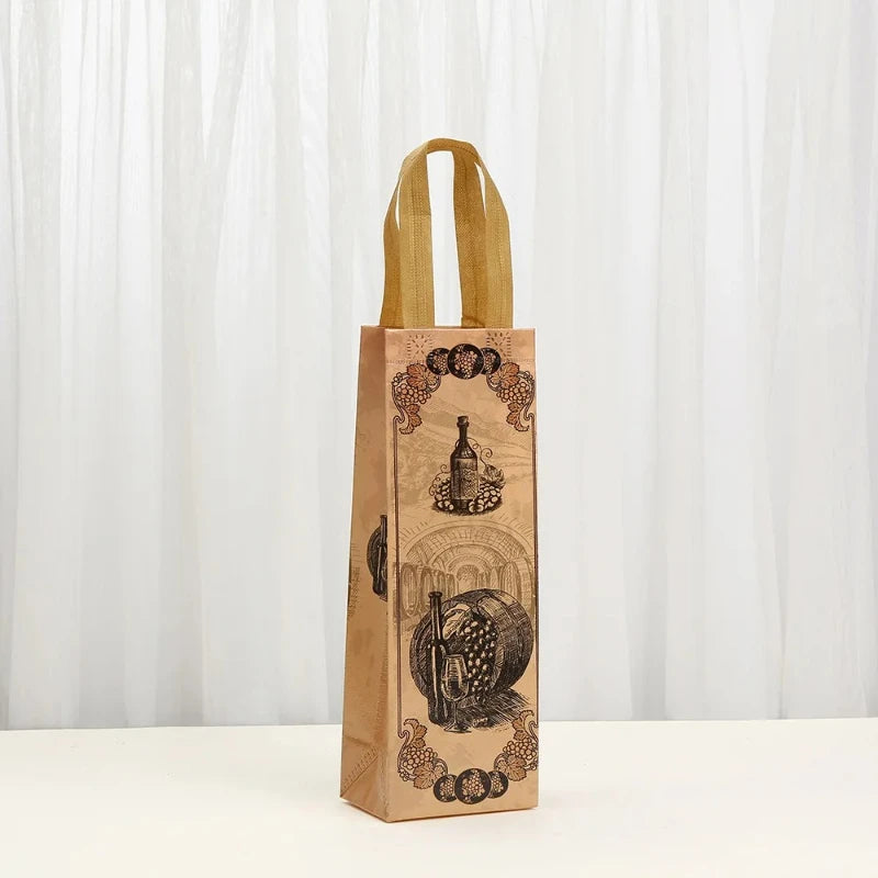 Sacchetti Regalo per Bottiglie di Vino Vintage | Set da 4, 8 o 12 pz – Non Tessuto