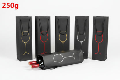 Borsa Regalo per Vino e Champagne in Cartoncino Nero, 10 Pezzi