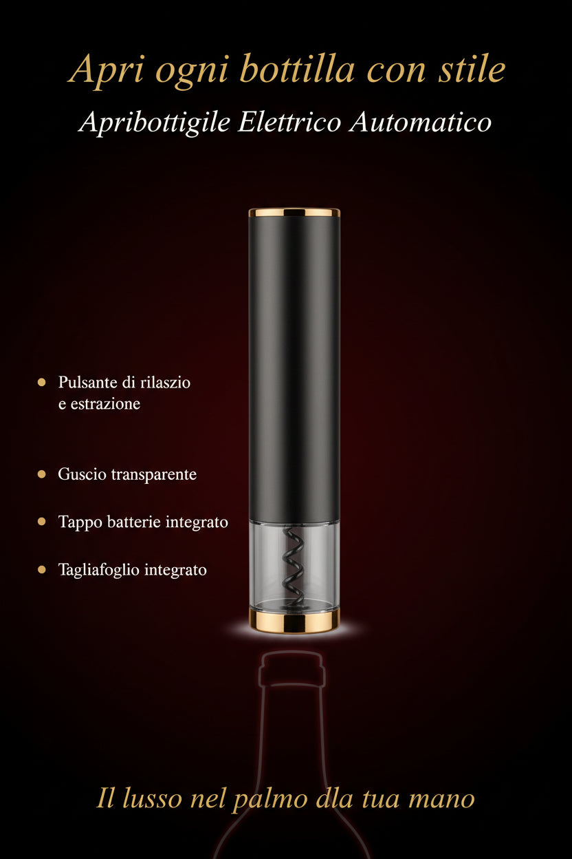 Apribottiglie Elettrico da Tavolo — Stappatore Automatico, Idea Regalo per Amanti del Vino