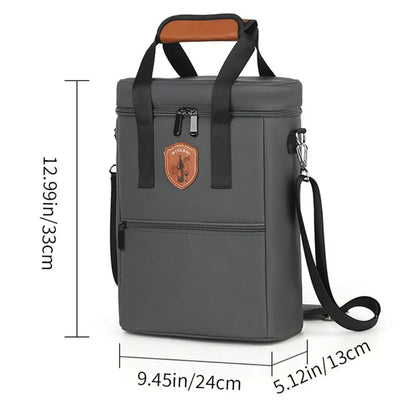 Borsa Termica Porta 2 Bottiglie di Vino – Con Tracolla e Tasca Frontale