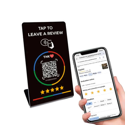Espositore da tavolo NFC e QR per recensioni Google