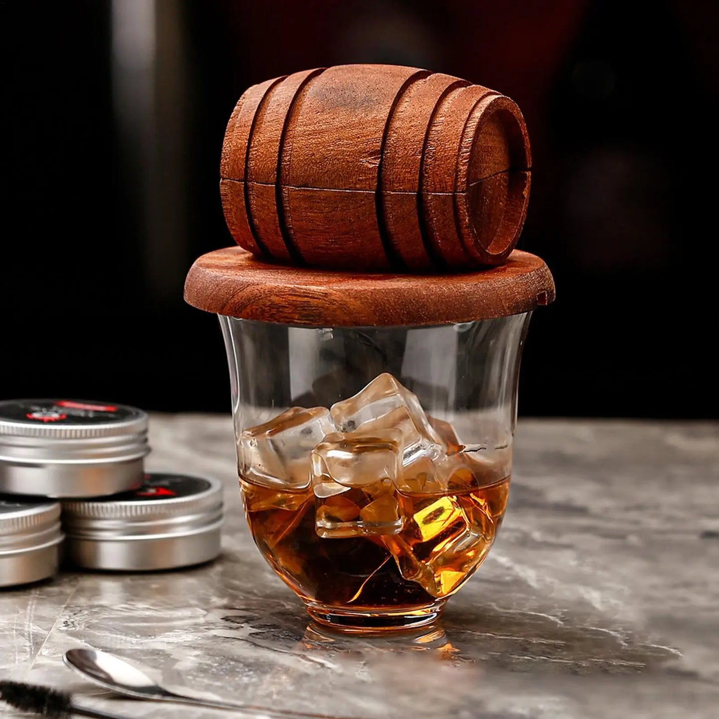 Affumicatore per Whisky e Cocktail | Infusore in Legno a Forma di Botte