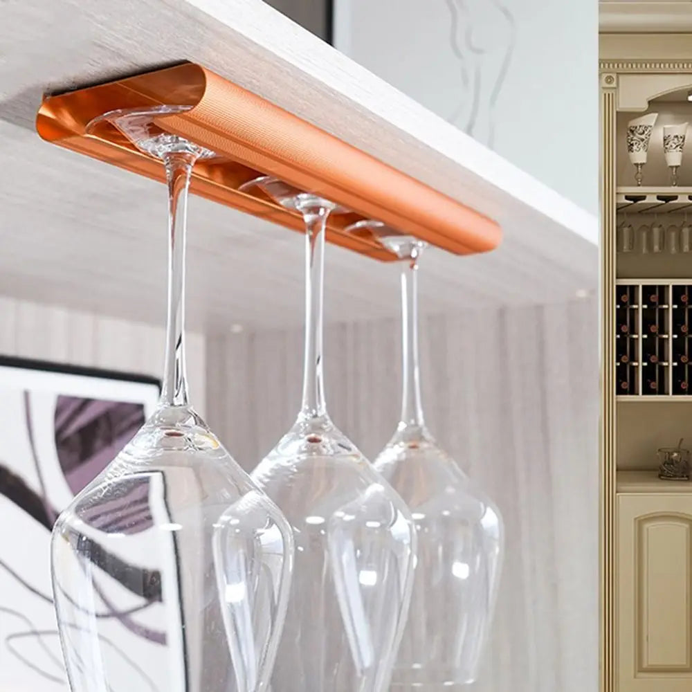 Porta Calici da Vino a Soffitto in Alluminio — Supporto Bicchieri Rovesciati per Cucina e Cantina