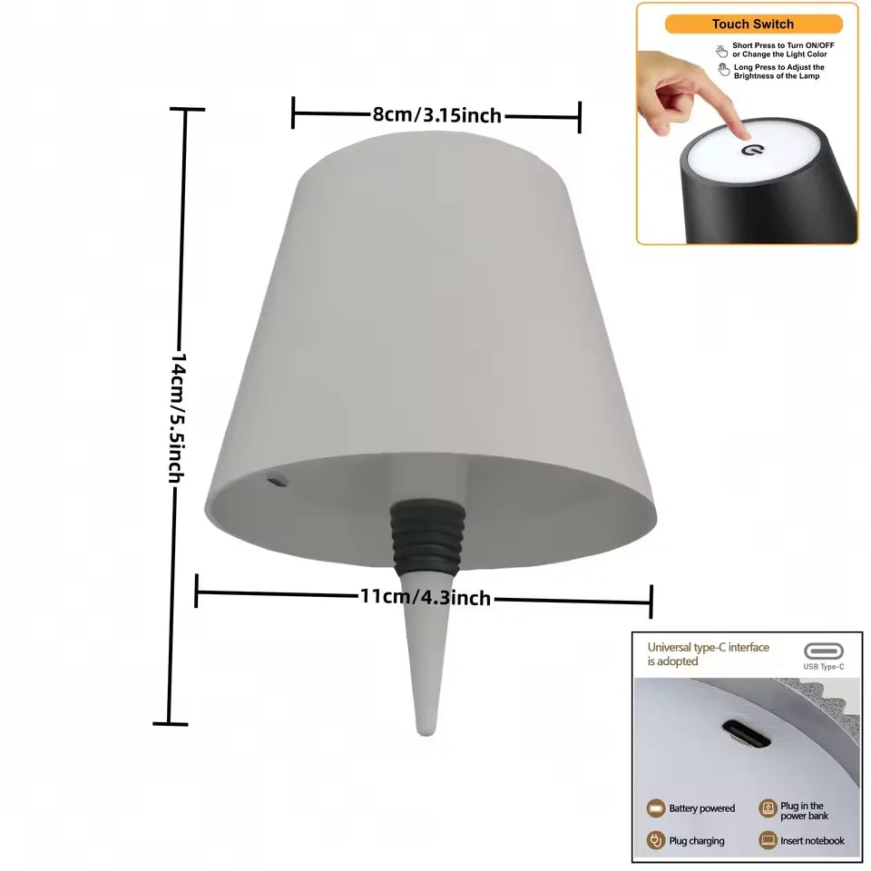 Lampada LED da Tavolo a Forma di Bottiglia – Touch 3 Colori, Ricaricabile, per Bar e Ristorante