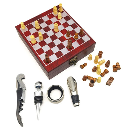 Scacchiera con Set di Apribottiglie — Regalo Originale per Amanti del Vino e degli Scacchi
