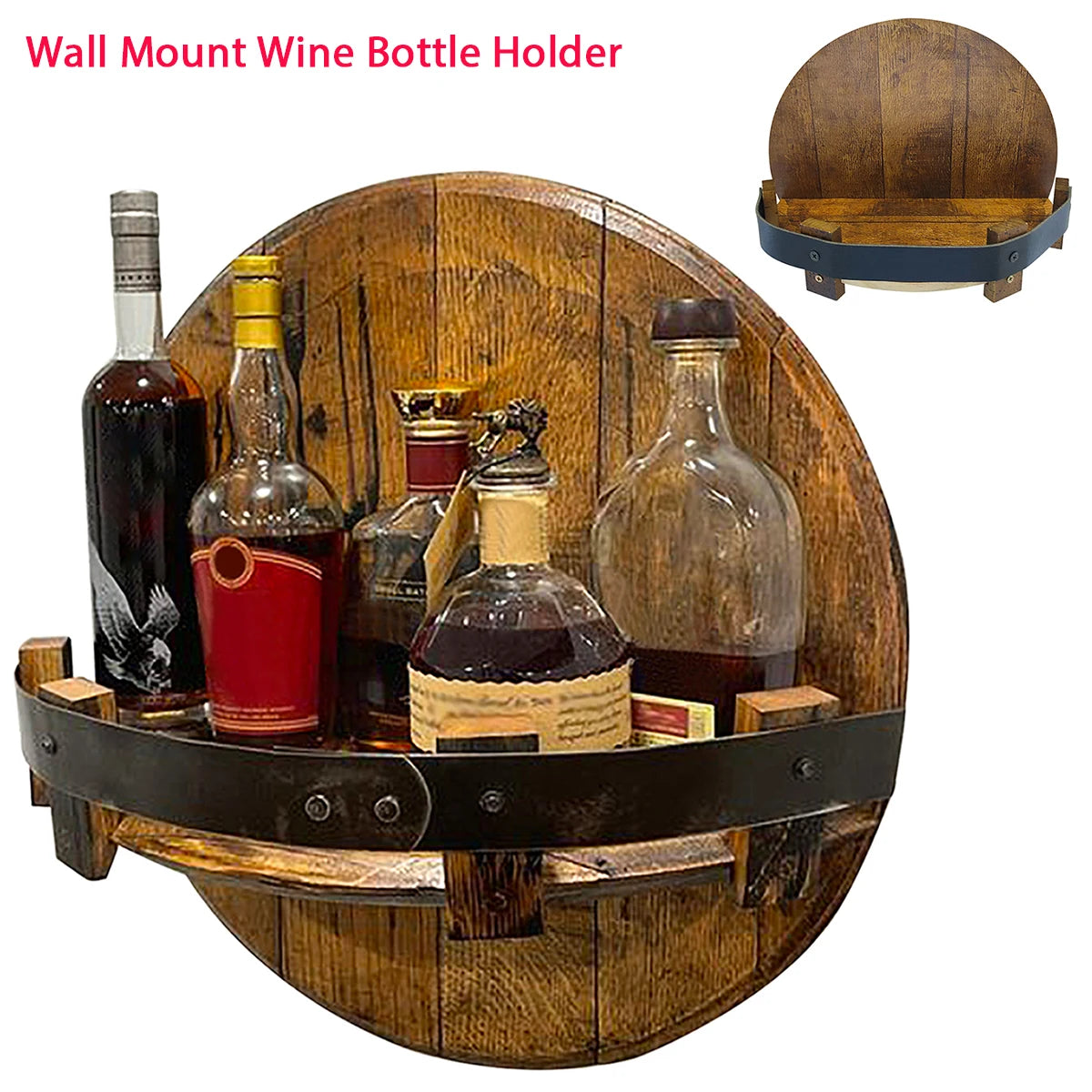 Portabottiglie da Parete in Legno — Espositore Vino Murale per Casa e Cantina