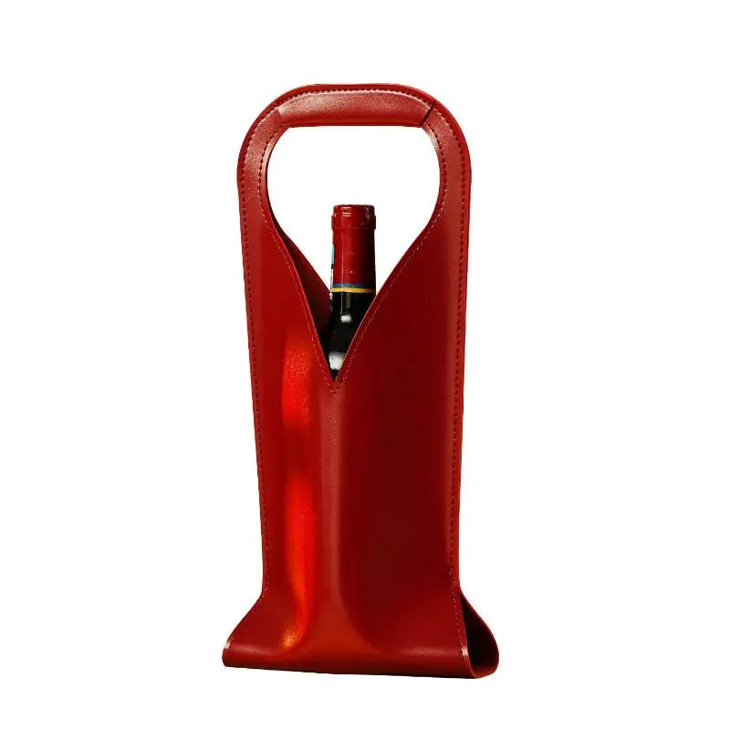 Stabile Geschenkbeutel für Flaschen — Vintage-Umhängetasche aus Kunstleder für Wein
