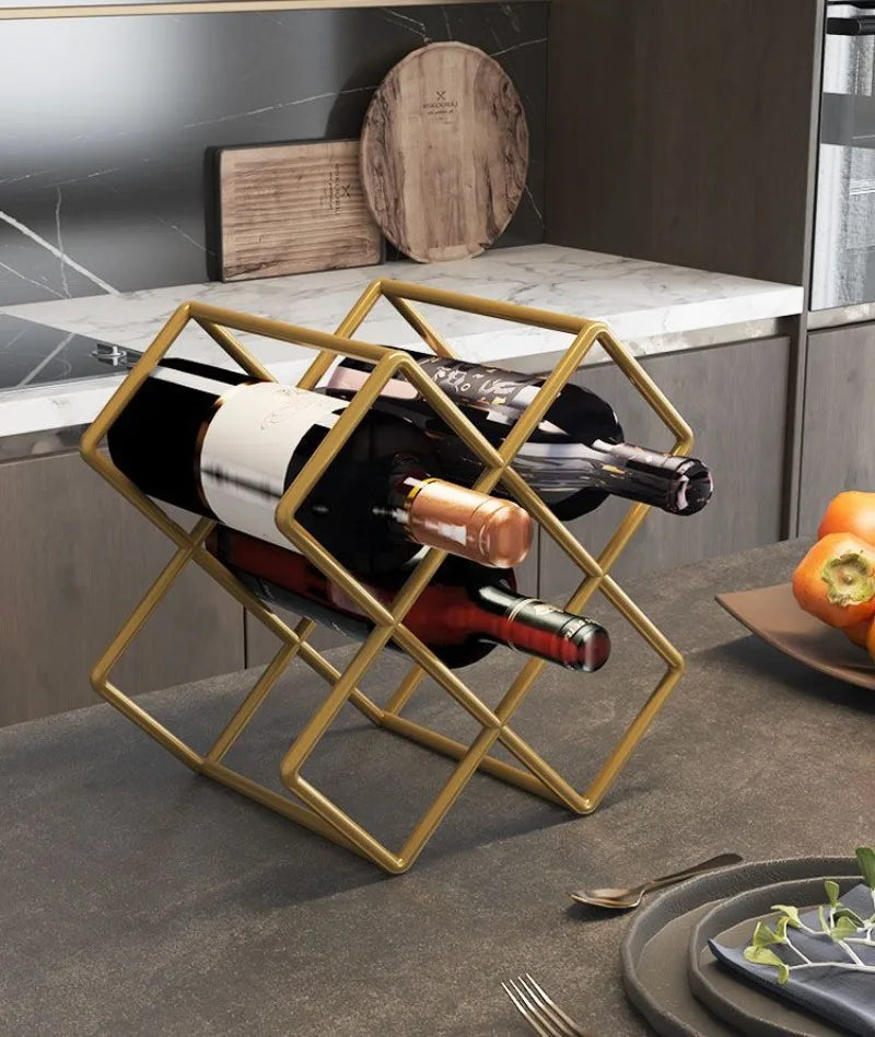 Mobile Portabottiglie Geometrico a Rombi — Griglia in Ferro Verniciato per Vino