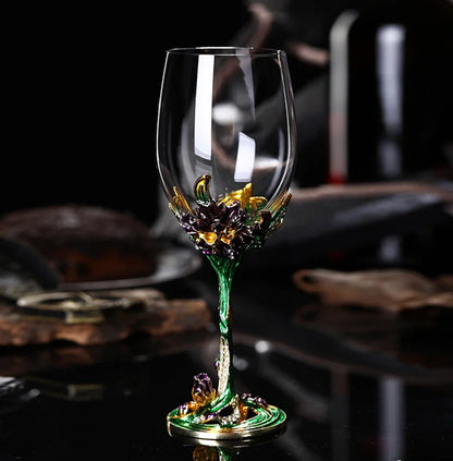 Set Decanter e Calici in Vetro con Smalto Colorato — Eleganza da Tavola