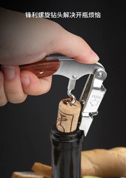 Apribottiglie da Cameriere Portatile — Manico Vintage in Legno di Pero