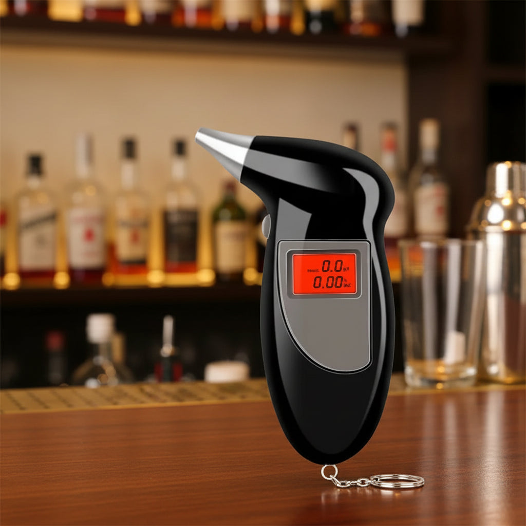 Etilometro Digitale Portatile con Display LCD – Analizzatore di Alcol con 10 Bocchette