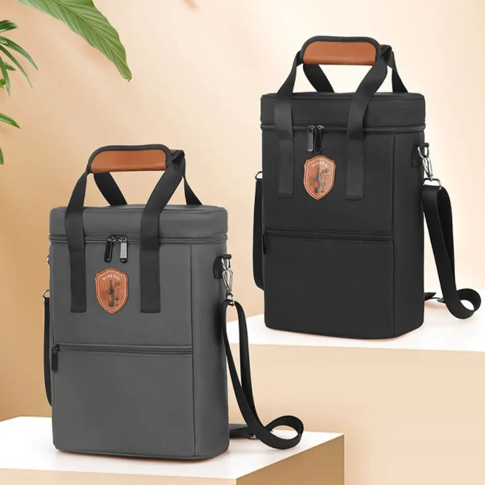 Borsa Termica Porta 2 Bottiglie di Vino – Con Tracolla e Tasca Frontale