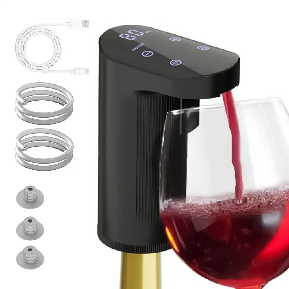 Elektrischer Dekanter für Wein und Whisky — Automatischer USB-Aerator mit 3 Korken