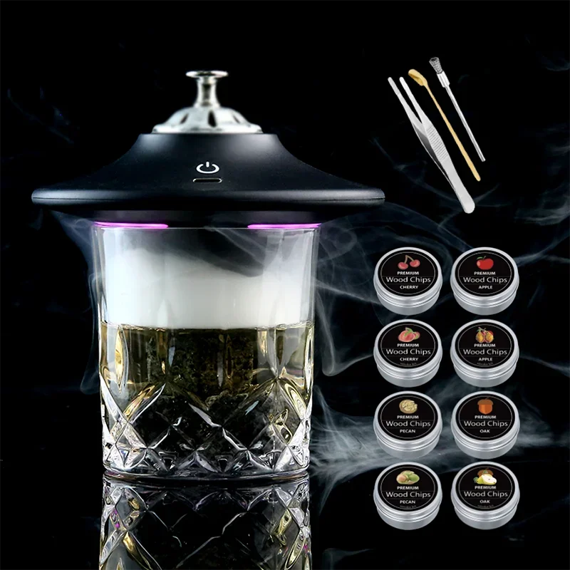 Kit affumicatore elettrico ricaricabile per whisky e cocktail