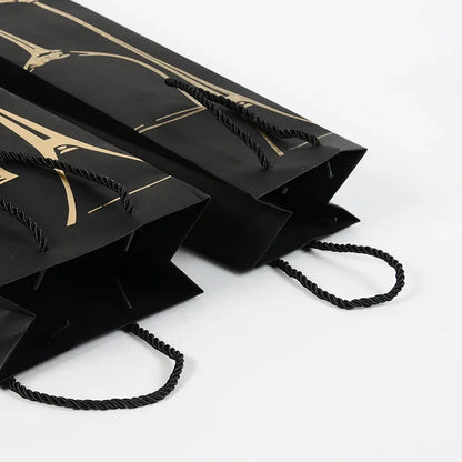 Borsa Regalo per Vino e Champagne in Cartoncino Nero, 10 Pezzi