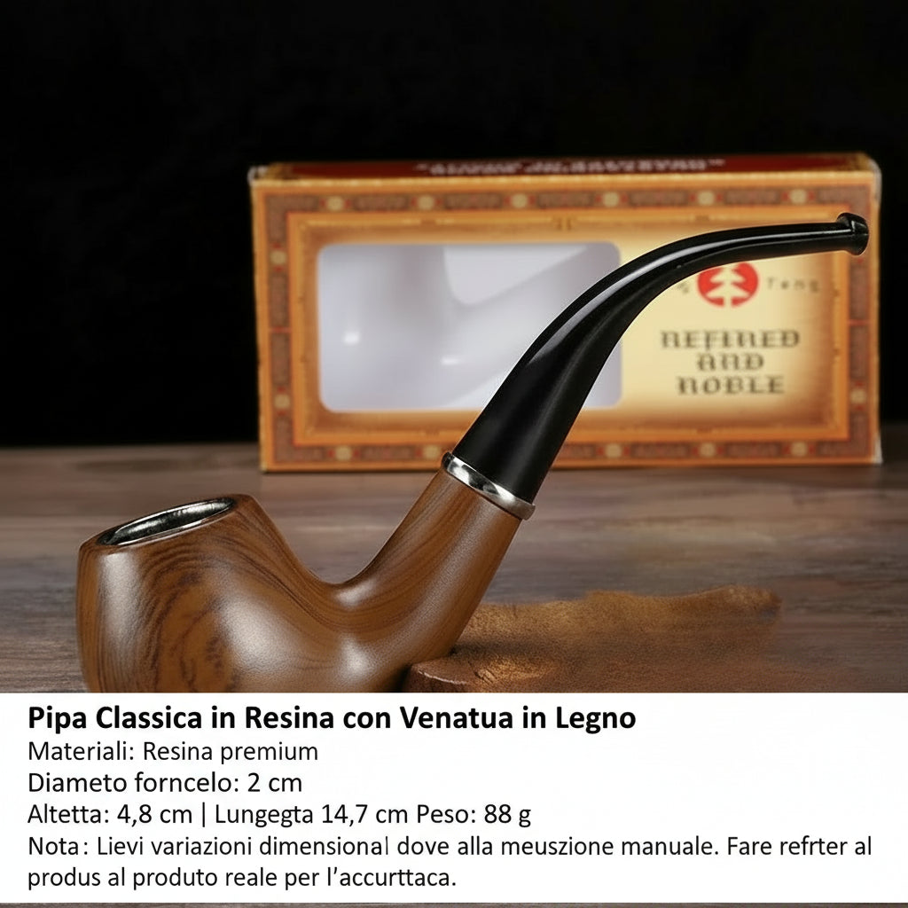 Pipa da Tabacco in Resina Effetto Legno con Filtro