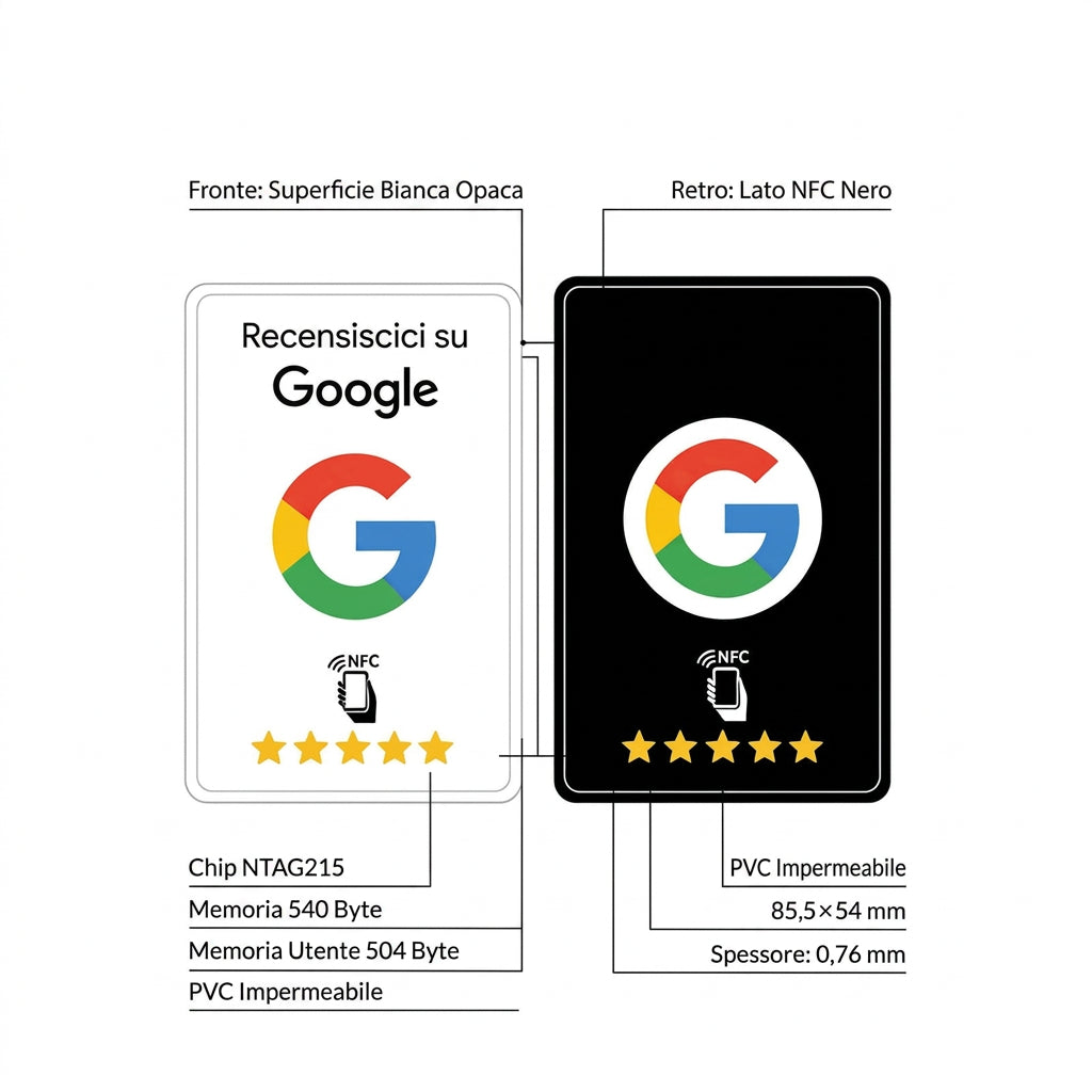 Card NFC NTAG215 programmabile per recensioni Google