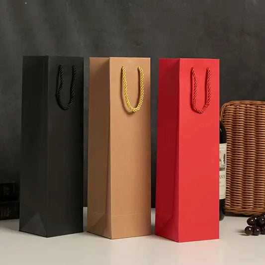 Sacchetti Regalo per Vino con Coulisse in Carta Kraft | Impermeabili e Riutilizzabili – Set 5/10/15/20 pz