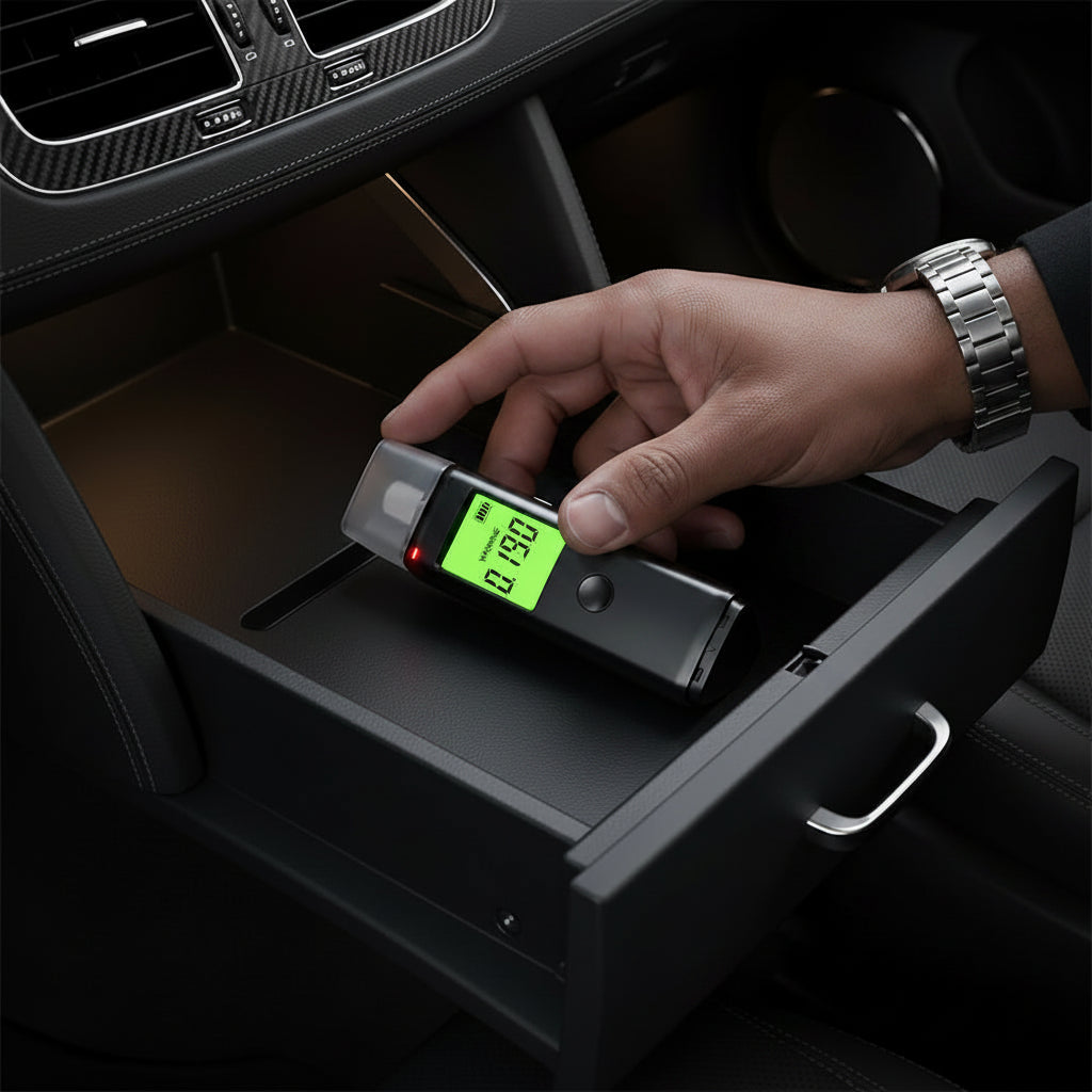 Etilometro Professionale Portatile ad Alta Precisione — Ricaricabile USB con Display Digitale